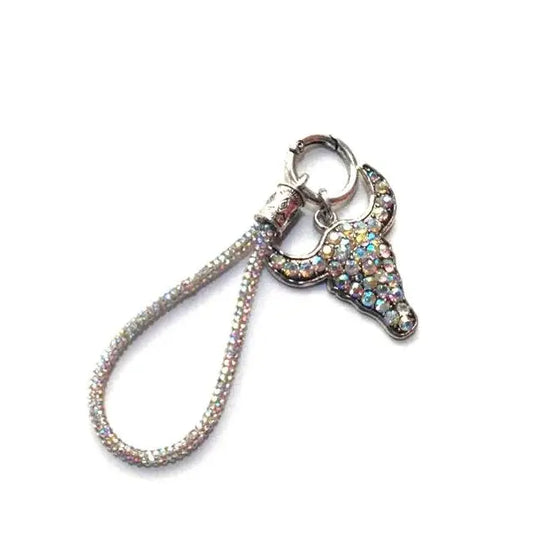 Snowing West Western Crystal Steer Head Key Chain