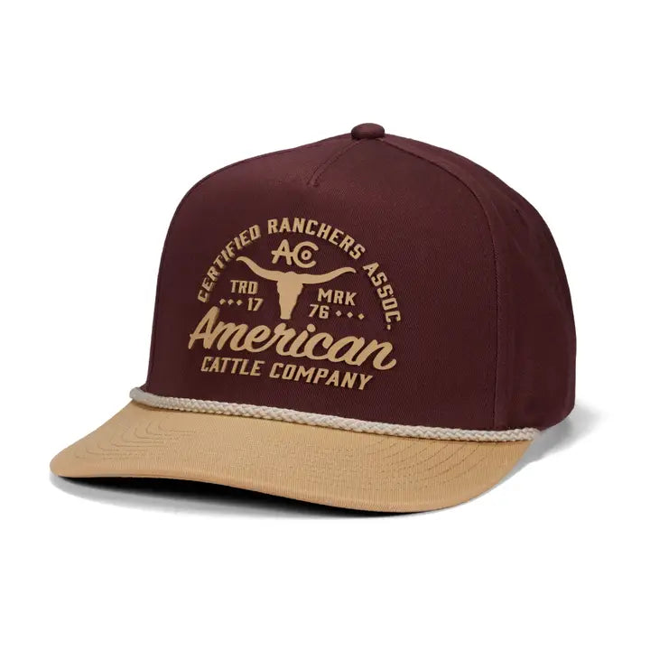 American Cattle Co Certified Ranchers Association Hat Maroon