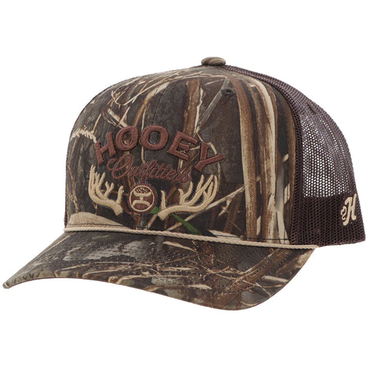 Hooey Outfitters Camo Brown 5-Panel Trucker with Brown Tan Embroidery
