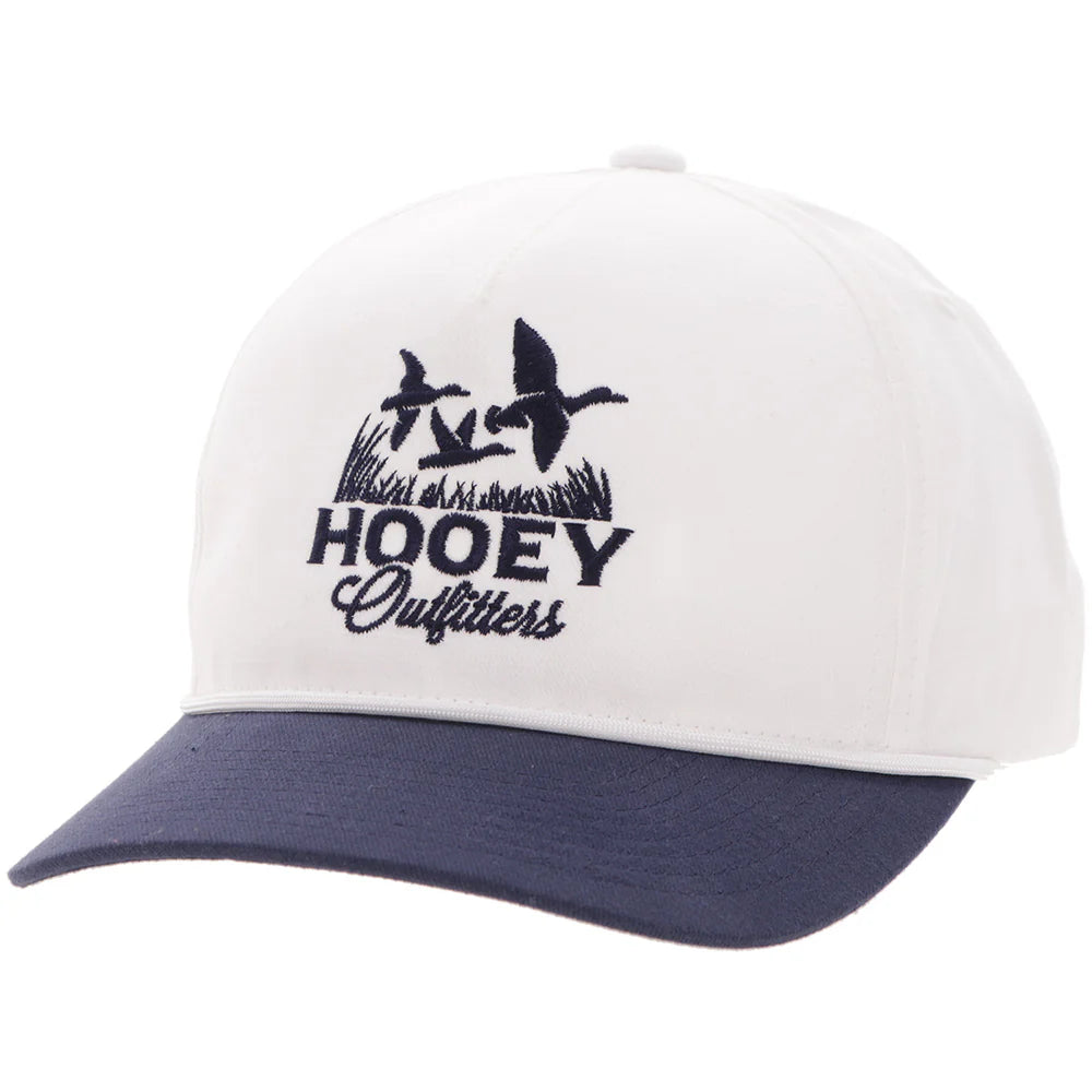 Hooey Decoy White 5-Panel Trucker with Navy Embroidery Logo