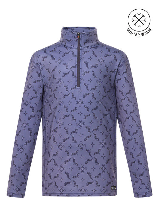 Kerrits Kids First Level Quarter Zip Fleece Tech Top Print Violetdawn Horse Quadrille