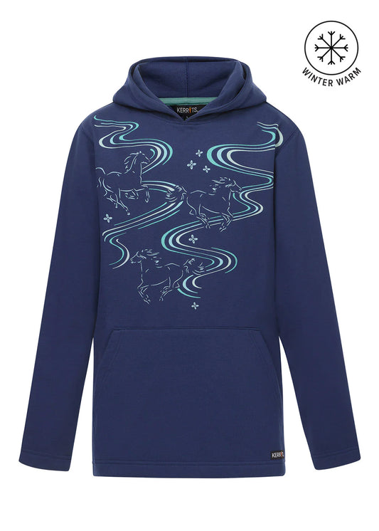 Kerrits Kids Ride The Wind Fleece Hoodie Lapis