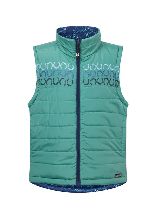 Kerrits Kids Ride The Wind Reversible Quilted Vest Lapis/ Aqualuxe