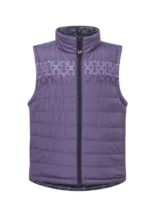 Kerrits Kids Ride The Wind Reversible Quilted Vest Plumnoir/ Violetdawn
