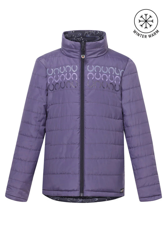 Kerrits Kids Ride The Wind Reversible Quilted Jacket Plumnoir/ Violetdawn