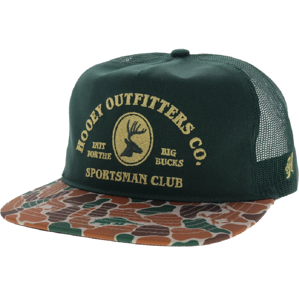 Hooey Sportsman 5-Panel Trucker Snapback Hat Green/Camo