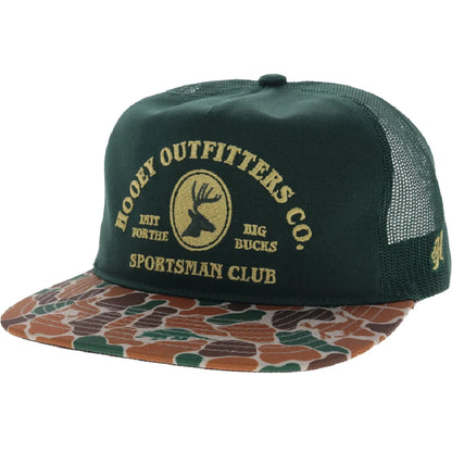 Hooey Sportsman 5-Panel Trucker Snapback Hat Green/Camo