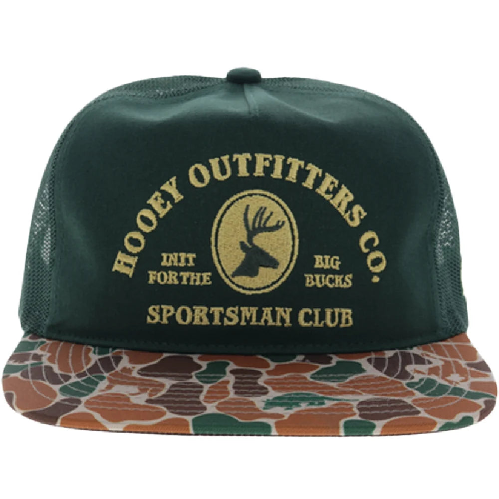 Hooey Sportsman 5-Panel Trucker Snapback Hat Green/Camo