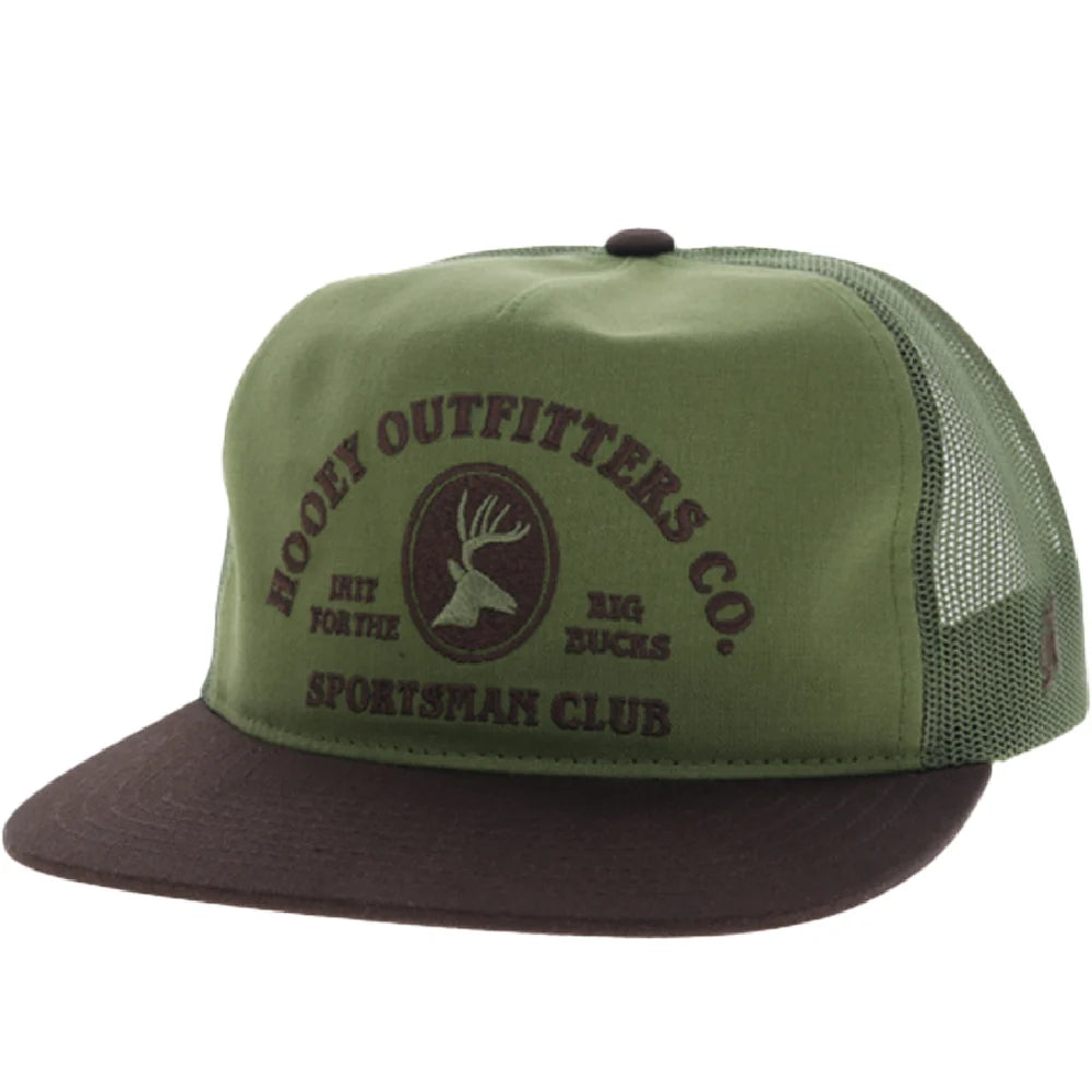 Hooey Sportsman 5-Panel Trucker Snapback Hat Olive/Brown