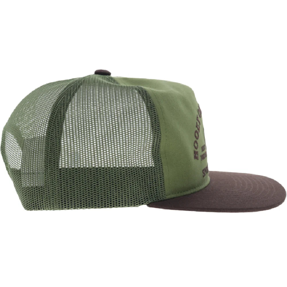Hooey Sportsman 5-Panel Trucker Snapback Hat Olive/Brown
