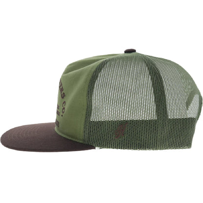 Hooey Sportsman 5-Panel Trucker Snapback Hat Olive/Brown