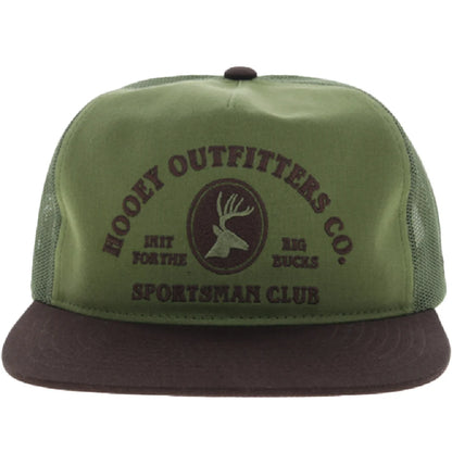 Hooey Sportsman 5-Panel Trucker Snapback Hat Olive/Brown