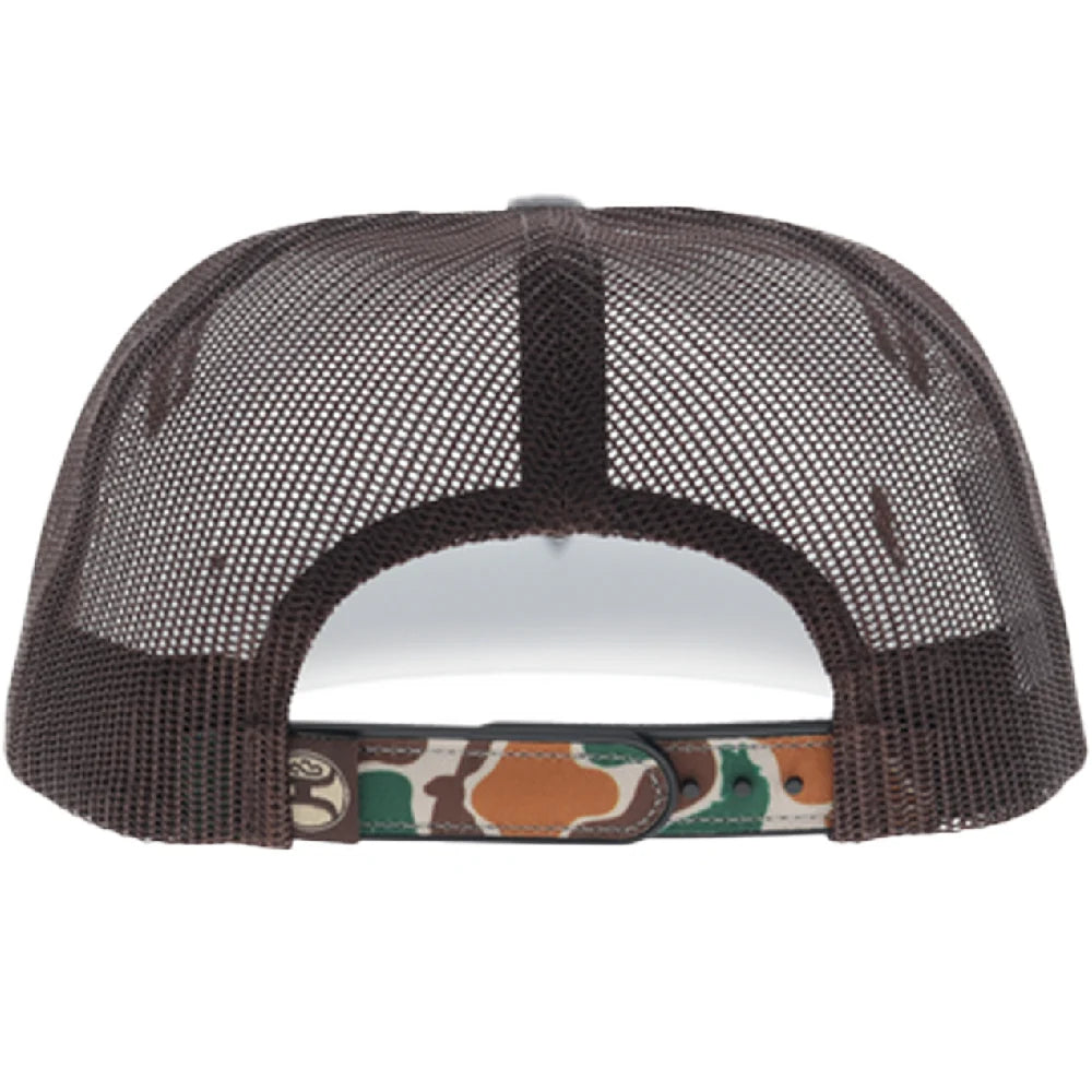 Hooey Sportsman 5-Panel Trucker Snapback Hat White/Brown