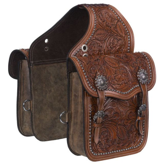 Tough 1 Leather Floral Leaf Saddle Bag