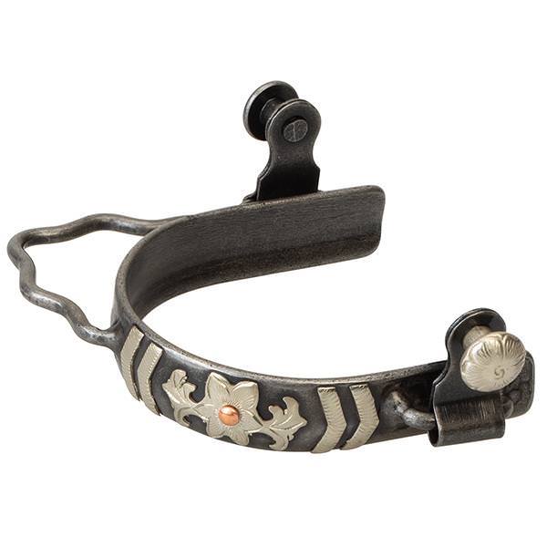 Weaver Ladies Barrel Spurs with Chevron/Floral Design Buffed Black