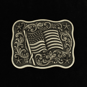 Nocona American Flag/Scrolling Belt Buckle