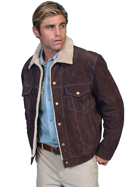 Scully Boar Suede Jacket Chocolate