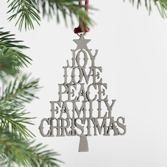 Evergreen Joyful Traditions Ornament Pewter Holiday Sentiments