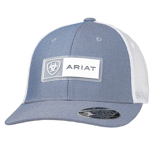 Ariat Blue/White Pinstripe White Logo Hat