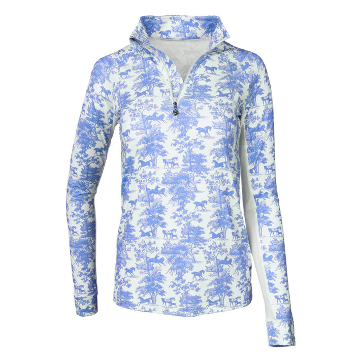 Dapplebay Equestrian Toile 1/4 Zip Riding Top Long Sleeve