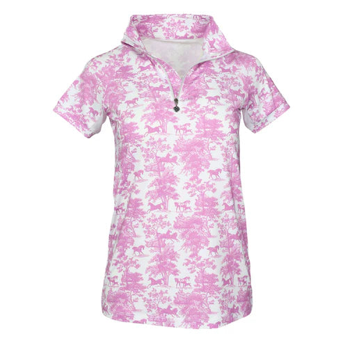 Dapplebay Equestrian Toile 1/4 Zip Riding Top Short Sleeve