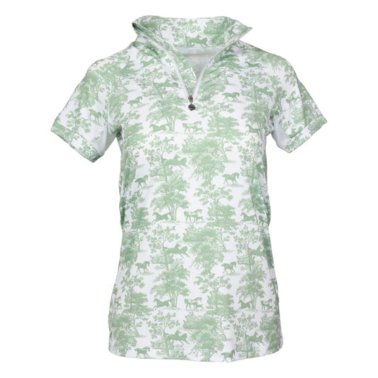 Dapplebay Equestrian Toile 1/4 Zip Riding Top Short Sleeve