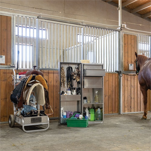 Weaver Rolling Barn Utility Cart with Saddle Rack & Grooming Basket
