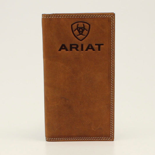 Ariat Embossed Logo Distressed Brown Rodeo Wallet