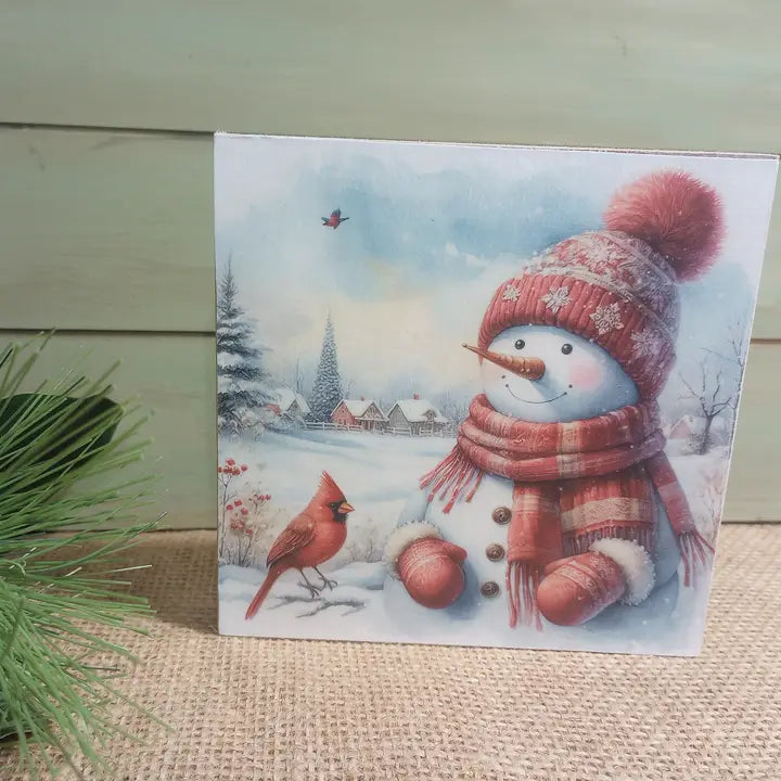 Bluegrass Burlap Christmas Wood Blocks