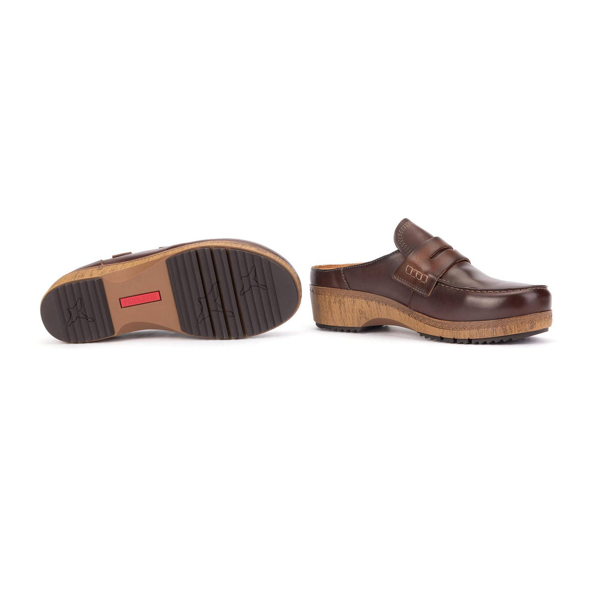 Pikolinos Granada Leather Clogs - Caoba