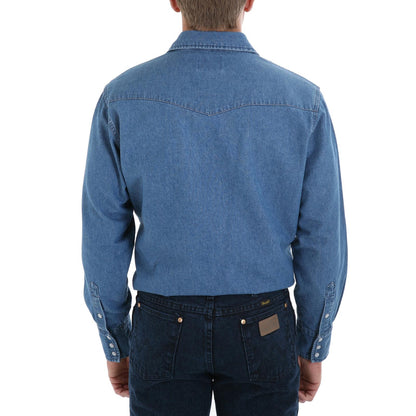 Wrangler Mens Authentic Cowboy Cut Work Shirt Indigo