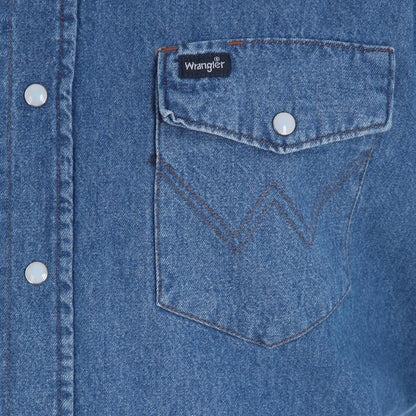 Wrangler Mens Authentic Cowboy Cut Work Shirt Indigo