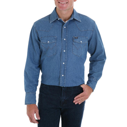 Wrangler Mens Authentic Cowboy Cut Work Shirt Indigo