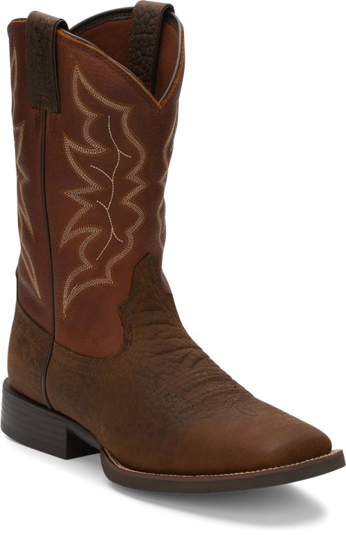 Justin Stampede Pebble Brown Sq Toe