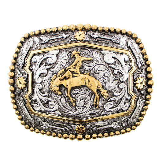AndWest Bronc Rider Beaded Edge Buckle