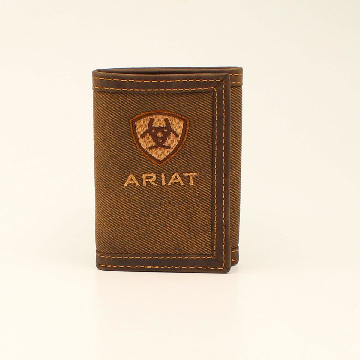 Ariat Logo Tri-Fold Wallet Tan