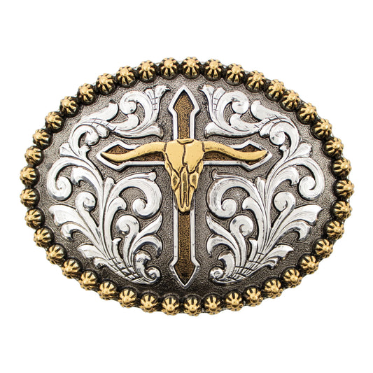 Andwest Steer Skull with Cross Buckle