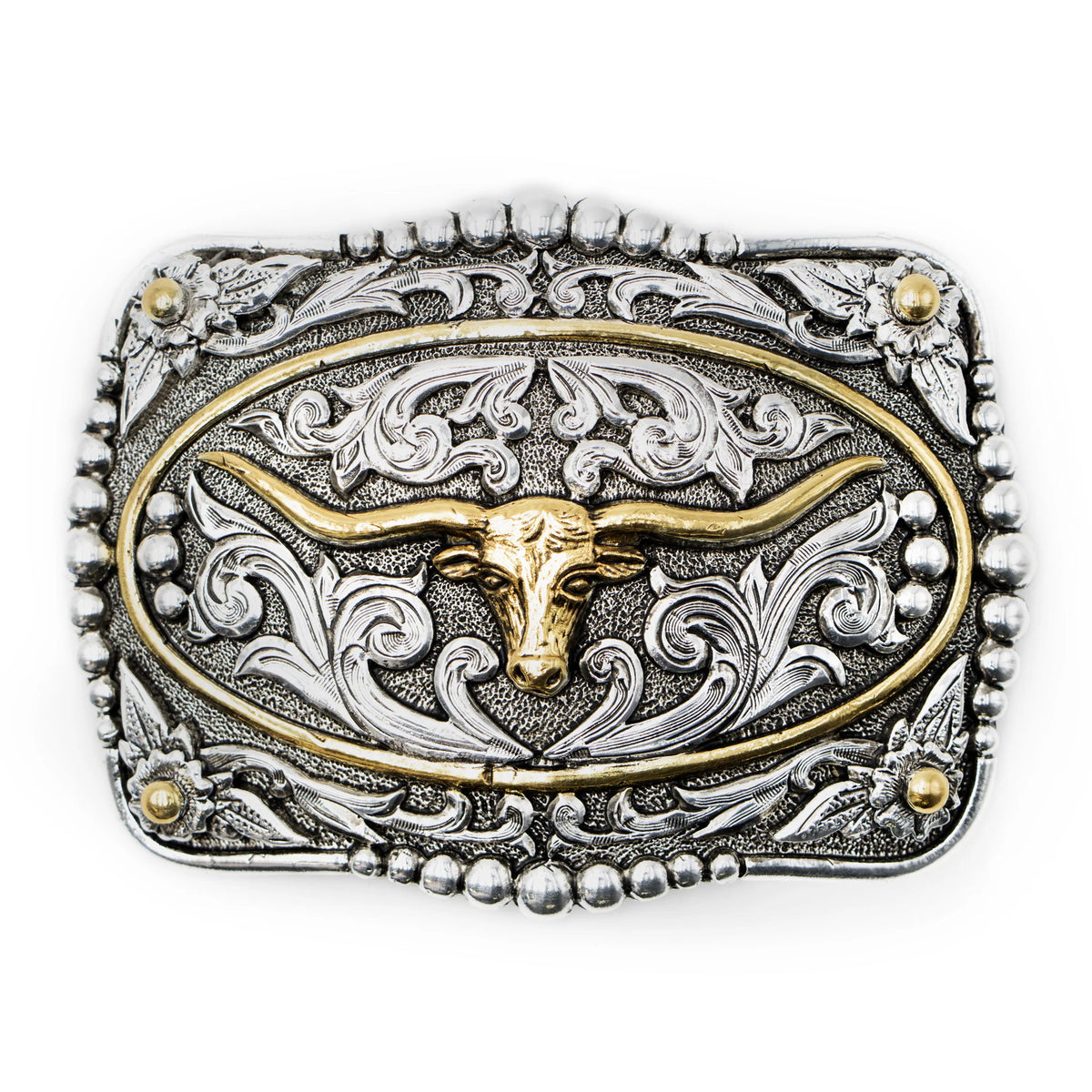 AndWest Scrolled Longhorn with Gold Ring Buckle
