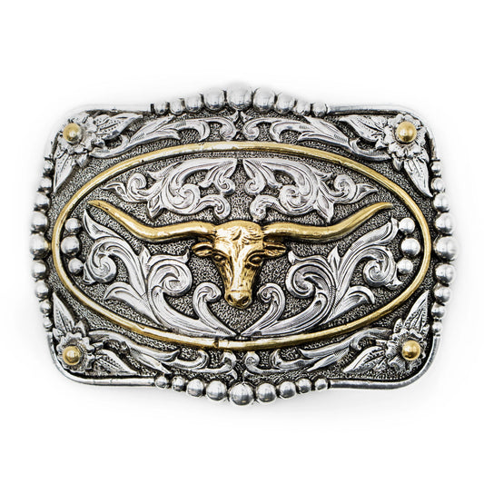 AndWest Scrolled Longhorn with Gold Ring Buckle