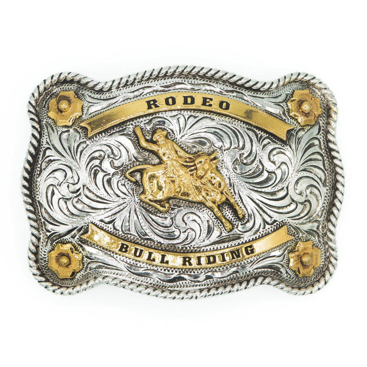AndWest Scalloped Rodeo Bull Riding Buckle