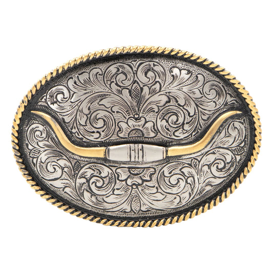 Andwest Oval Longhorn Rope Edge Buckle