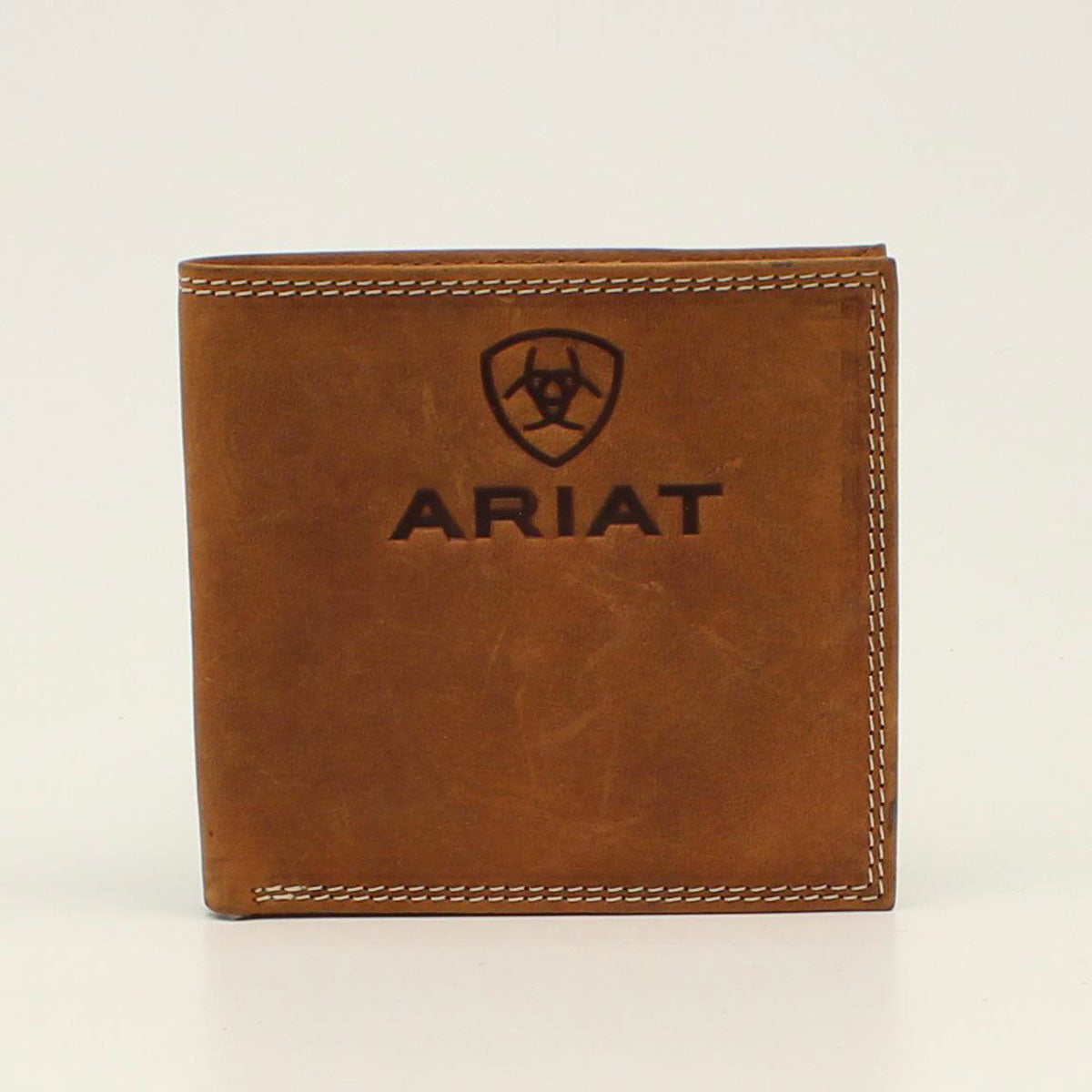 Ariat Embossed Logo Distressed Brown Bifold Wallet