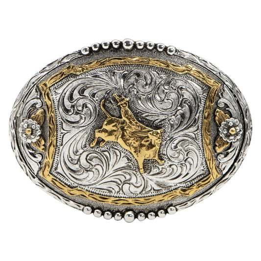 Andwest Oval Bull Rider with Flower Buckle