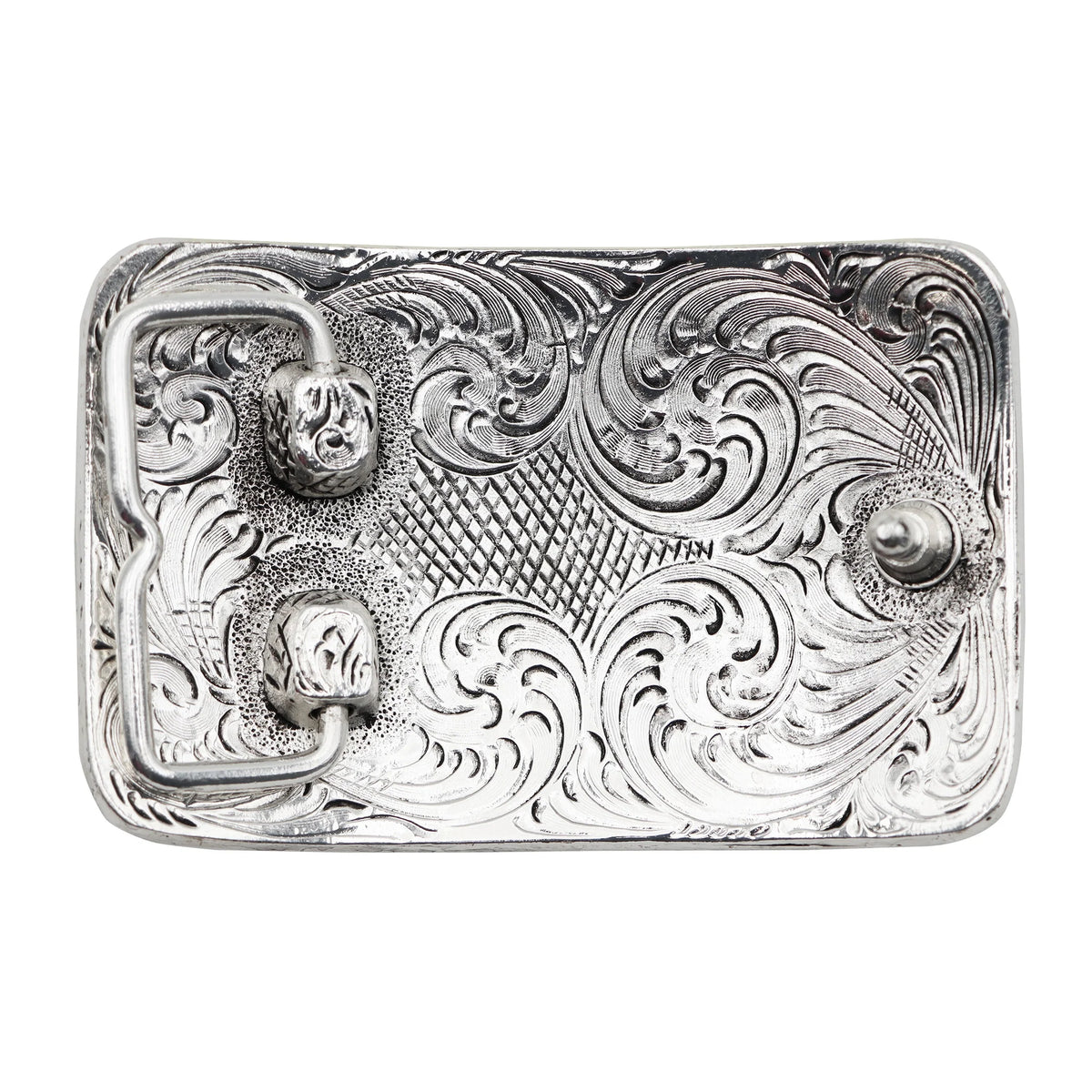 Andwest Rectangular Concho with Turquoise Bead Buckle