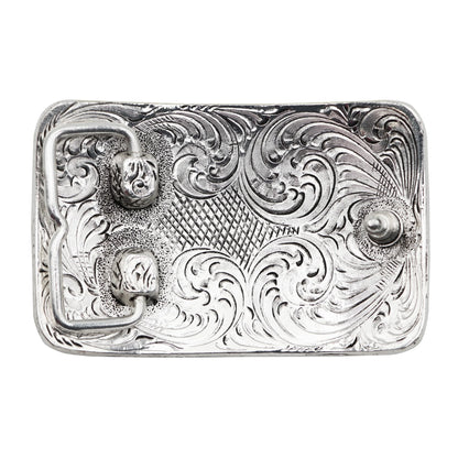 Andwest Rectangular Concho with Turquoise Bead Buckle