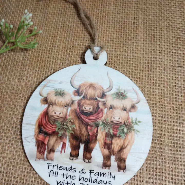 Bluegrass Burlap Round Christmas Ornament