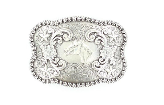 Nocona Horse Head/Flowers Belt Buckle