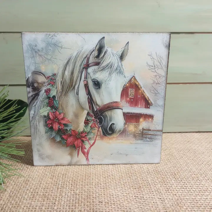 Bluegrass Burlap Olde Red Barn Wood Block