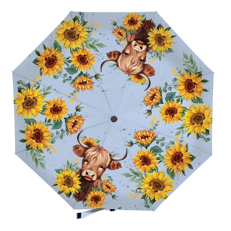 Evergreen Harvest Blossom Highland Cow & Sunflowers Umbrella