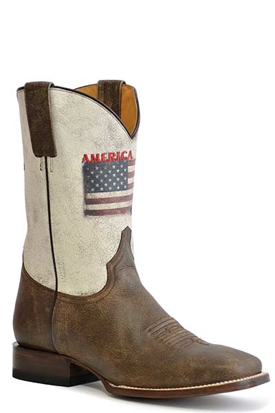 Roper America Strong Brown/White Square Toe